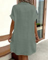 Ladies Short Sleeve Shirts Dress Women Button Casual Summer Beach Sundress.