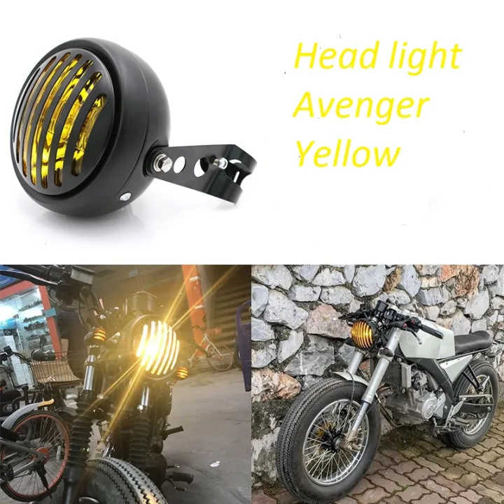 Motorcycle%20Headlight%20Assembly%20Headlamp%20Grill%20Style%20Universal%20for%20Cafe%20Racer-1Pcs%20Motorfit%206.5"%20Vintage%20head%20light%20Yellow%20-%20Image%202