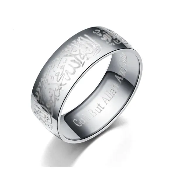 cheap wholesale religious muslim jewelry silver/gold/black stainless steel  islamic silver rings for muslim men