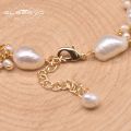 GLSEEVO Natural Baroque White Pearls Strand Bracelets For Women Gift Handmade Adjustable Charm Bracelet Luxury Jewellery GB0928.