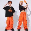 Ballroom Kids Hip Hop Clothing Oversize T Shirt Orange Casual Cargo Pants for Girl Boy Jazz Street Wear Dance Costume Clothes. 