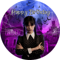 Wednesday Addams Round Cover Girl Birthday Baby Shower Backdrop Nevermore Family Party Circle Cylinder Cover Photo Booth Props. 