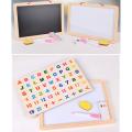 Educational Learning Board Multipurpose Double-Sided Magnetic Wooden Writing, Mathematical Calculations & English Alphabets,White and Black Board, Wooden Magnetic Drawing Board. 