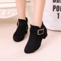 2024 New Korean Autumn and Winter Fleece Warm Girl Boots Matte Boots Mid-Tube Heightened Casual Girls Martin Boots.