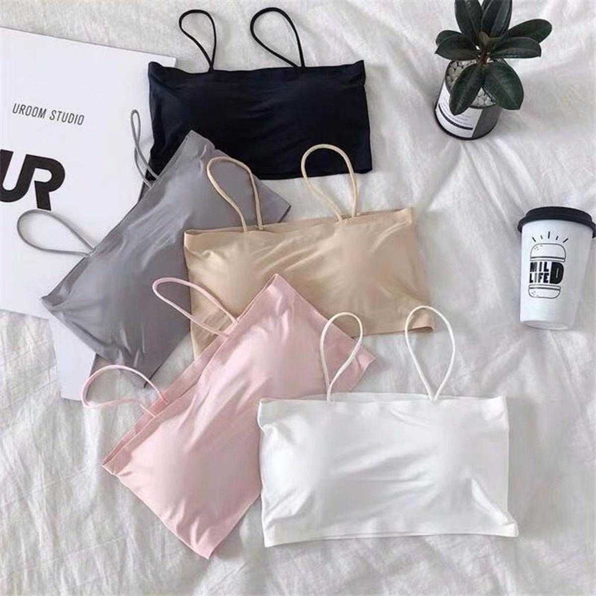 Comfortable Slim belt stylish pad removable Ice Silk Slim Strap Padded Bra-One piece Bra For Girls