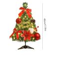 Mini With LED Light Artificial Christmas Tree Bow knot Pine Cone Tabletop Xmas Tree Handmade 45CM Desktop Pine Christmas Tree Table Ornament.