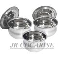Stainless Steel Hari/Induction Friendly Hari Set with Lid /Cooking Mini Hari -1000 ml (Steel, Pack of 3). 