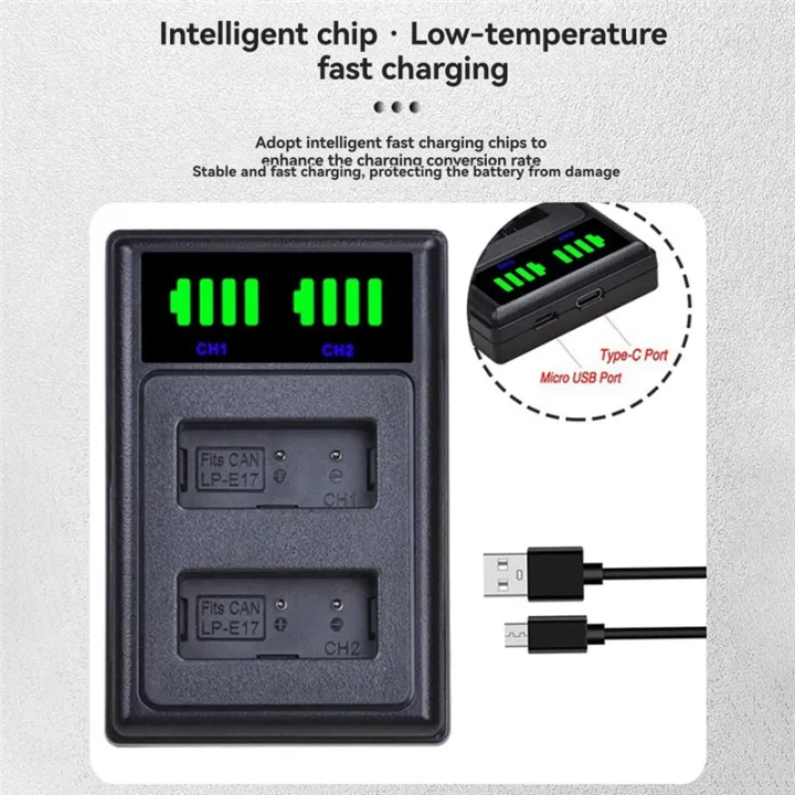 LP-E17%20LCD%20Battery%20Charger%20LP%20E17%20LP-E17%20LCD%20Battery%20USB%20Dual%20Charger%20for%20250D%20200D%20M3%20M6%20750D%20760D%20T6i%20T6s%20800D%208000D%20Kiss%20X8i%20Cameras%20-%20Image%204