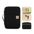 A4 Document Storage Bag Waterproof Oxford Cloth Multifunctional Business Organizer Bag File Folder Stationery Organizer Zipper (Black).