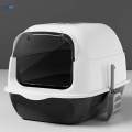 Hooded Cat with Lid Enclosed Cat Toilet Pet Supplies Sandbox Black. 