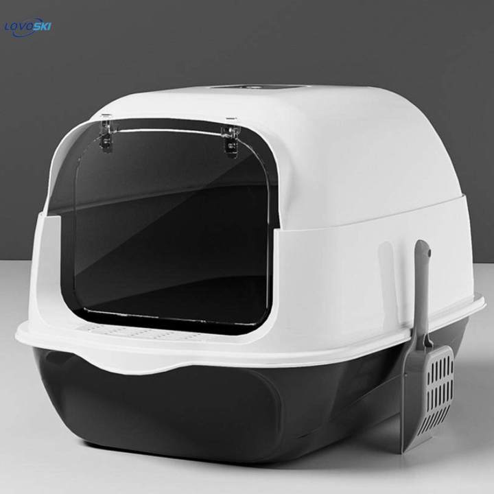 Hooded%20Cat%20with%20Lid%20Enclosed%20Cat%20Toilet%20Pet%20Supplies%20Sandbox%20Black%20-%20Image%204