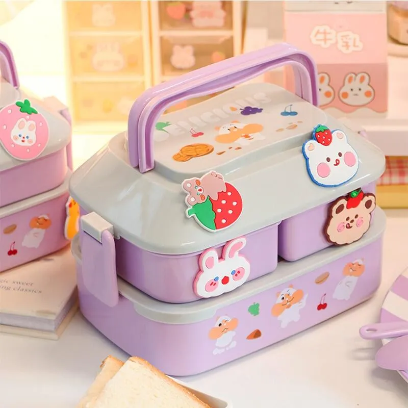 Kawaii Lunch Box for Girls School Kids Plastic Picnic Bento Box Microwave Food Box with Compartments Storage Containers Lunchbox Daraz .bd