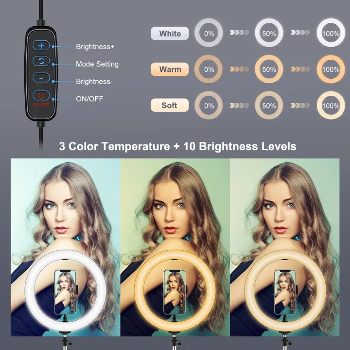 PULUZ%2010.2%20inch%2026cm%20Ring%20Curved%20Light%20+%20Desktop%20Arm%20Stand%20USB%203%20Modes%20Dimmable%20Dual%20Color%20Temperature%20LED%20Vlogging%20Selfie%20Photography%20Video%20Lights%20with%20Phone%20Clamp(Black)%20-%20Image%206