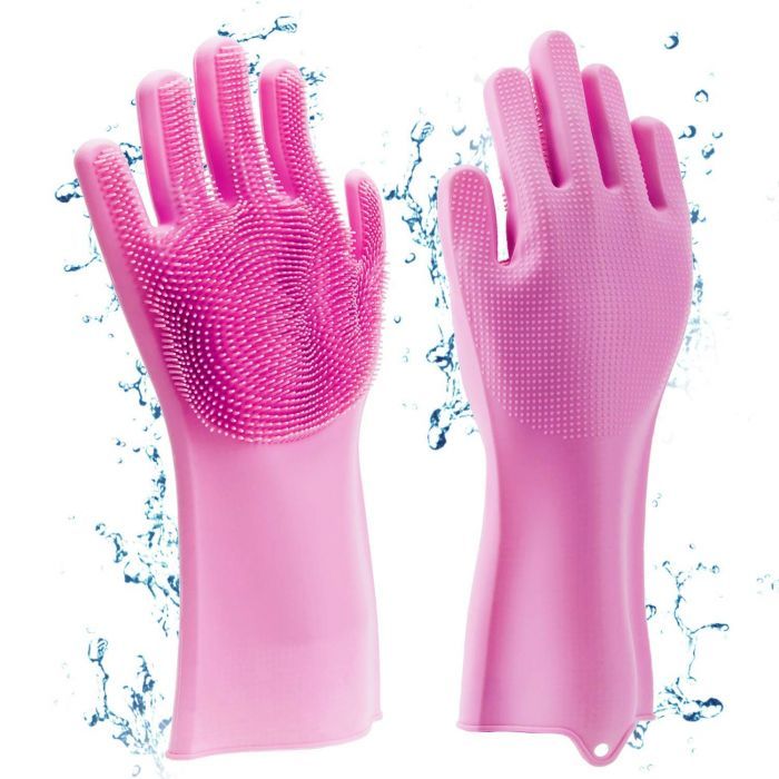 Silicone Dish washing Kitchen Hand Safety Gloves - Multicolor 2 Piece Set - Hand Gloves