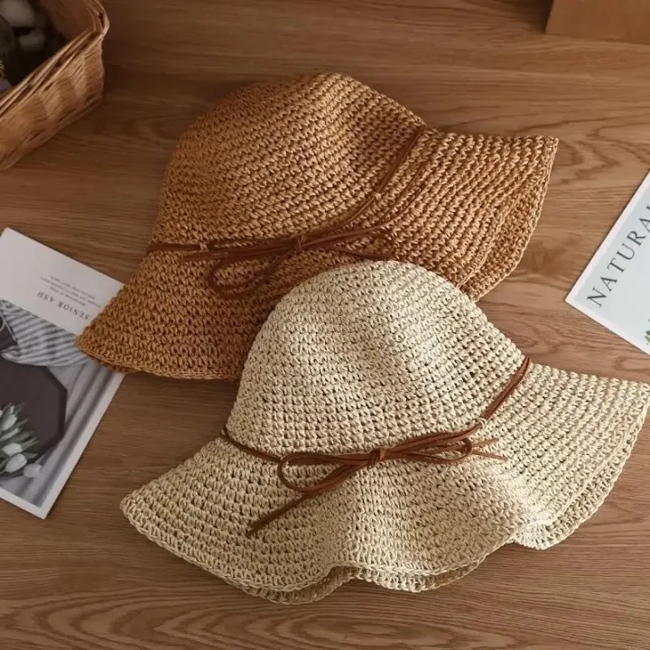 Beach%20Hats%20Adults%20Female%20Sunscreen%20Cap%20Simple%20Women%20Straw%20Hats%20Summer%20Sun%20Hats%20for%20Women%20Lady%20Folding%20Bow%20Travel%20Caps%20Female%20-%20Image%202