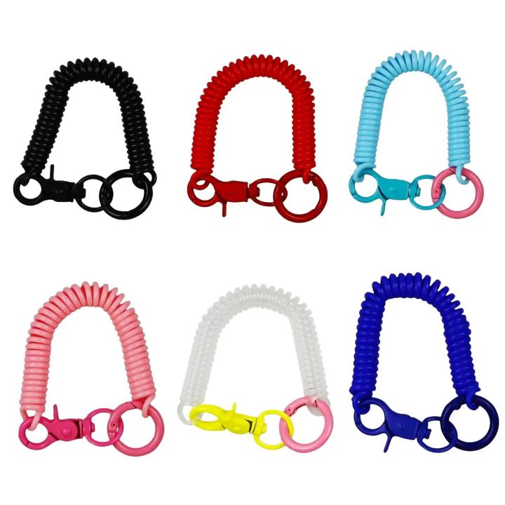 Heavy-Duty Spring Keychain Stretchy Spiral Spring Coil Retractable Coil Springs With Metal Clasp Key Chain Holder Lanyard
