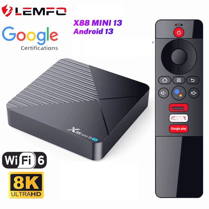 LEMDIOE 2023 New X88 Mini13 Android 13 RK3528 with Google Certification 8K Vedio Bluetooth 5 WIFI6 Voice Assistant Smart TV Box
