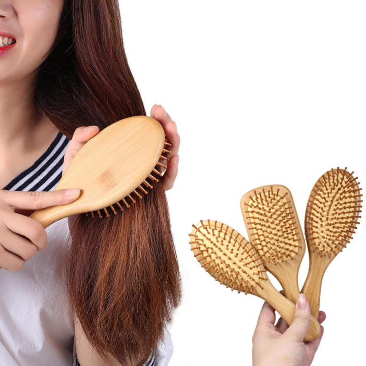 Bamboo Combs Massage Hair Brush Anti-Static Tangles Curly Hair Reduce Women Hair Loss Improve Scalp Health Styling Tools