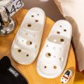 Bathroom Shower Slippers Hollow Out Women Cheese Slides Summer EVA Shoes Soft Anti Slip Flip Flops Indoor Sandals.