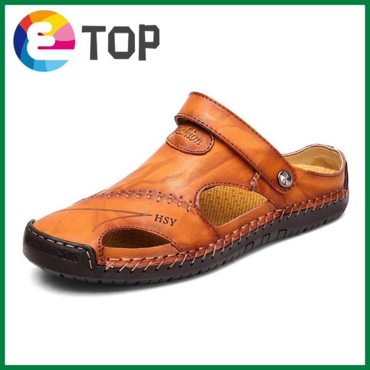 Leather Men's Sandals Summer Soft Outdoor Walking Beach Shoes Handmade Classic Casual Sandals High Quality Sandals Slippers Large Size 38-48