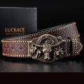 LUCKACE Vintage Design Mens Western Cowboy Belt Handmade Stylish Embossed Belt Good Gift for Husband Father Boyfriend Brothers Wearhouse. 