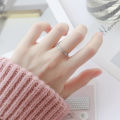 Net red Tiktok titanium steel frosted female lovers rose gold pressed sand pair end ring index finger ins jewelry. 