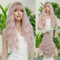 |A variety of options are available|Cross-border European and American wigs with long curly hair, female Qi bangs, large waves, chemical fiber full head cover wigs wholesale.