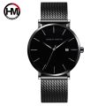 Japan Quartz Calendar Movement Ultra Thin Classic Golden Black Stainless Steel Band Waterproof Men's Top Brand Luxury Watches. 