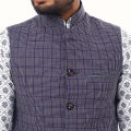 Printed white and blue Koti for men print brand | Nehru jacket for men | Waist coat and vest for men blue and white check. 