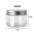 Containers: Empty Cosmetic Jars, Transparent Food, 10 Aluminum Caps, Storage Travel Bottles, Creams, Sample Jars, Round Plastic Jars.
