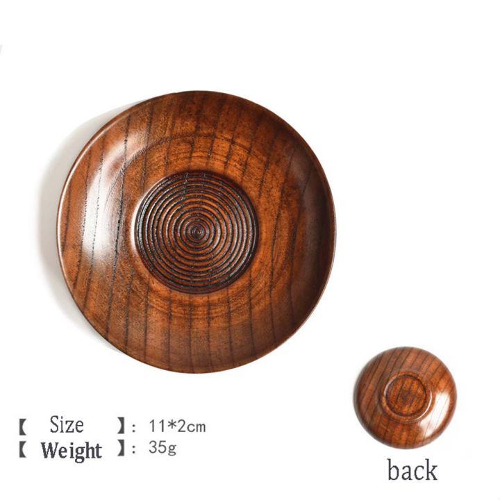 【mogge Store】Japanese Style Round Wood Dessert Plate Dishes Saucer Tea Tray Dessert Dinner Tableware
