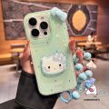 Cartoon Colorful Polka Dot Cute Hello Kitty Bow 3D DIY Doll Bracelet Case Compatible for IPhone 15 14 16 11 12 13 Pro Max XR 7Plus XS Max 16 7 15 8 Plus X SE 2020 New Imd Soft Case. 