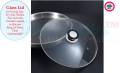 Glass Lid for Frying Pan, Fry Pan, Skillet, Pan Lid with Handle Coated in Silicone Ring, Clear, Unbreakable.