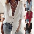 Oversized Autumn Cotton Linen Shirt Fashion Button Up Women Shirts White Casual Loose Tops Plus Size Rollable Sleeve Blusa 5XL. 