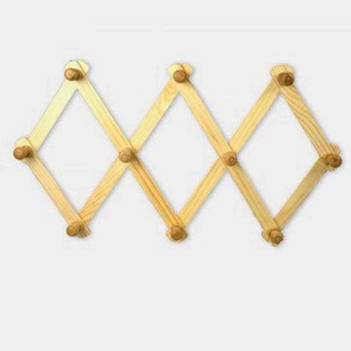 Accordion Wall Hanger 10 Hooks Pack Of Natural Wood Wall Mounted