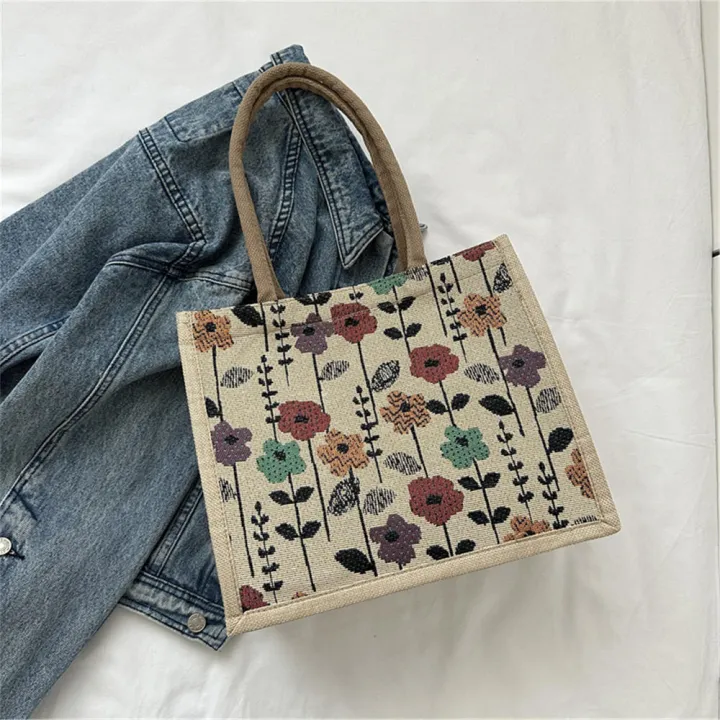 Sewing%20thread%20Tote%20bag%20Practical%20printing%20Splicing%20Shoulder%20bag%20canvas%20Commuter%20bag%20for%20Daily%20use%20Work%20bag%20Shopping%20bag%20Travel%20companion%20Fashion%20statement%20-%20Image%202