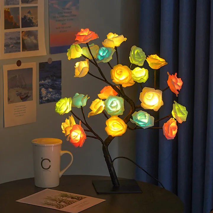 TERGAYEE Tabletop Bonsai Tree,LED Rose Flower Tree,Table Rose Tree Lights Girls Gift for Mom Birthday Wedding Christmas Valentine's Day Party Decor thumbnail
