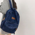 Women's Washed Denim Backpack Japanese StyleinsWind Street Fashion Simple and All-Matching College Students Bag Travel Backpack.