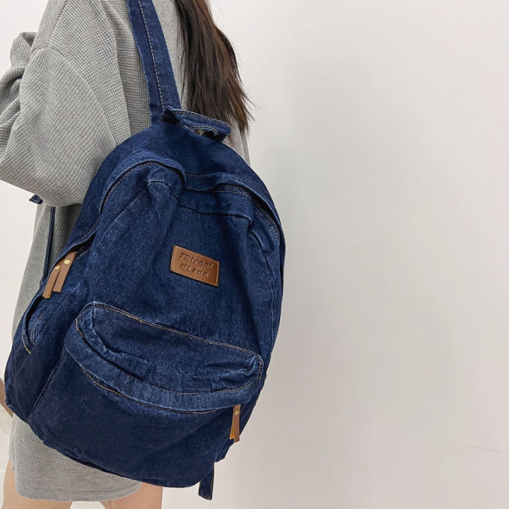 Women's%20Washed%20Denim%20Backpack%20Japanese%20StyleinsWind%20Street%20Fashion%20Simple%20and%20All-Matching%20College%20Students%20Bag%20Travel%20Backpack%20-%20Image%209