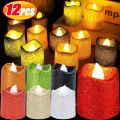 【NEW】 12/1PCS Glitter Flameless Candles Battery Operated LED Flameless Tea Light Christmas Wedding Birthday Decor Table Lamp Candle.