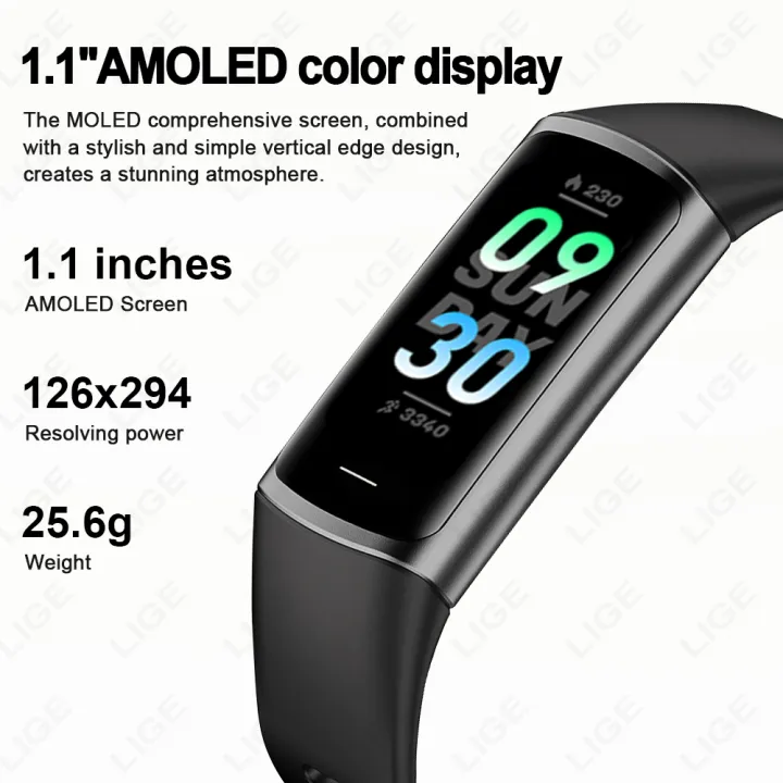 LIGE%201.1%20inch%20Sport%20Smart%20Bracelet%20Fitness%20Tracker%20for%20Man%20Women%20Band%20Waterproof%20Connected%20Tracker%20Smartwatch%20for%20Xiaomi%20Huawei%20-%20Image%202