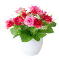 Imitation Potted Flower Rose Hotel Decoration Plastic Bookshelf Table Artificial Flower Pot for Office.