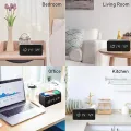 Wooden Digital Alarm Clock with Wireless Charging, LED Clock with Time, Date,Temperature, Desk Clocks for Office,Bedside Clock. 