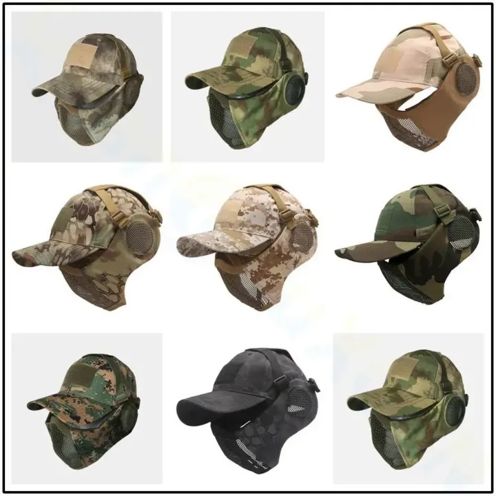 Tactical%20Airsoft%20Mask%20Half%20Face%20Strike%20Metal%20Mesh%20Protective%20Skull%20Mask%20&%20Cap%20Ear%20protection%20Hunting%20Accessories%20-%20Image%202