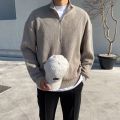 Autumn Winter Stand-up Collar Half-zip Sweater Men's Handsome Loose Casual High Street Sweaters Men Pullovers Male Clothes. 