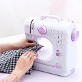 CGSM-505 Mini Sewing Machine 12 Stitch Multifunctional Portable Sewing Machine with Foot Pedal LED Light Dual Power Adapter & Battery for Home Tailoring DIY Craft.