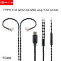JCALLY Black TC08 PRO Silver Plated TYPE-C Earphone Upgrade Cable With MIC MMCX 2Pin 0.75/0.78 QDC for KZ KBEAR TRN 7HZ TFZ.