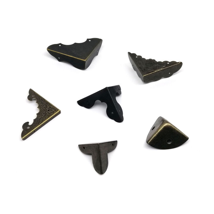 12pcs%20Antique%20Brass%20Bronze%20Black%20Jewelry%20Chest%20Box%20Wooden%20Case%20Suitcase%20Furniture%20Decor%20Iron%20Metal%20Corner%20Protector%20Cover%20-%20Image%205