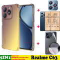 BLKNAIM 5-in-1 NEW For Realme C63 case Anti-fall Color phone case +2PCS Matte Ceramic Film +Carbon Fiber Back Film +Lens Film. 