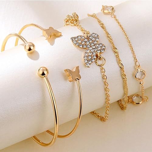 5PCS%20Fashion%20Crystal%20Bracelets%20Sets%20for%20Women%20Gold%20Layered%20Butterflies%20Pendant%20Charms%20Hand%20Chain%20Stackable%20Wrap%20Bangle%20Adjustable%20Bracelet%20Jewelry%20Accessories%20-%20Image%202